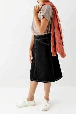 THE MAIN STREET EXCHANGE Exclusive Designs 'Piper' Girl Knit Denim Skirt In Black