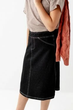THE MAIN STREET EXCHANGE Exclusive Designs 'Piper' Girl Knit Denim Skirt In Black
