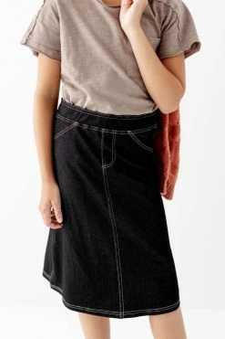 THE MAIN STREET EXCHANGE Exclusive Designs 'Piper' Girl Knit Denim Skirt In Black