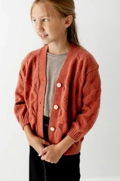 12pm By Mon Ami 'Charlotte' Girl Cable Knit Cardigan FINAL SALE Tops/Cardigans
