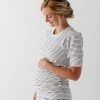 Hello Miz 'Julia' Striped Puff Sleeve Maternity Top In Ivory Summer Collection