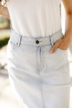 The Main Street Exchange 'Carli' Distressed Denim Skirt In Sun Bleached Wash FINAL SALE 9 The Main Street Exchange 'Carli' Distressed Denim Skirt In Sun Bleached Wash FINAL SALE