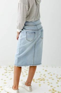 THE MAIN STREET EXCHANGE Exclusive Designs 'Sara' Girl Classic Denim Skirt In Light Wash