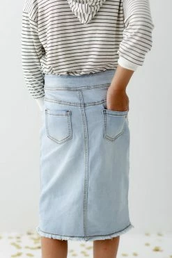 THE MAIN STREET EXCHANGE Exclusive Designs 'Sara' Girl Classic Denim Skirt In Light Wash