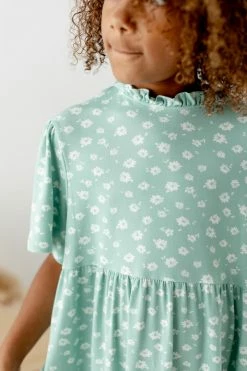 12 Pm By Mon Ami 'Louisa' Girl Tiered Ditsy Floral Tunic Dress In Sage FINAL SALE