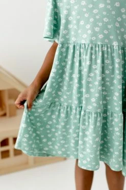 12 Pm By Mon Ami 'Louisa' Girl Tiered Ditsy Floral Tunic Dress In Sage FINAL SALE