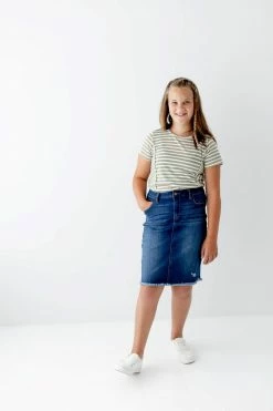 The Main Street Exchange 'Nala' Girl Distressed Denim Skirt Exclusive Designs
