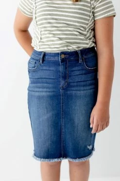 The Main Street Exchange 'Nala' Girl Distressed Denim Skirt Exclusive Designs