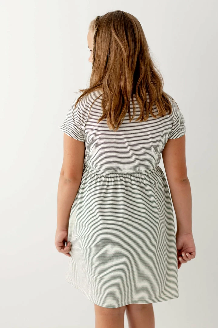 The Main Street Exchange 'Annika' Girl Tie Dress In Cream/Black Stripe 6 The Main Street Exchange 'Annika' Girl Tie Dress In Cream/Black Stripe
