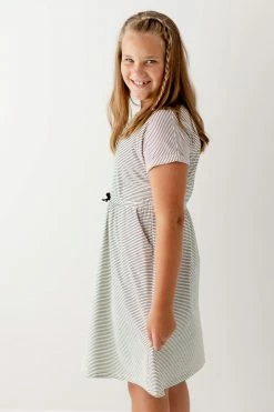 The Main Street Exchange 'Annika' Girl Tie Dress In Cream/Black Stripe 9 The Main Street Exchange 'Annika' Girl Tie Dress In Cream/Black Stripe