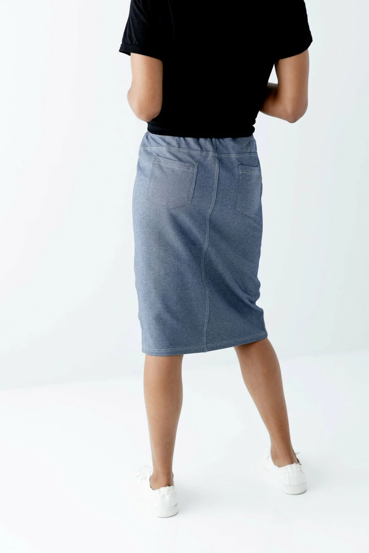 The Main Street Exchange 'Piper' Knee Length Knit Denim Skirt Exclusive Designs 6 The Main Street Exchange 'Piper' Knee Length Knit Denim Skirt Exclusive Designs