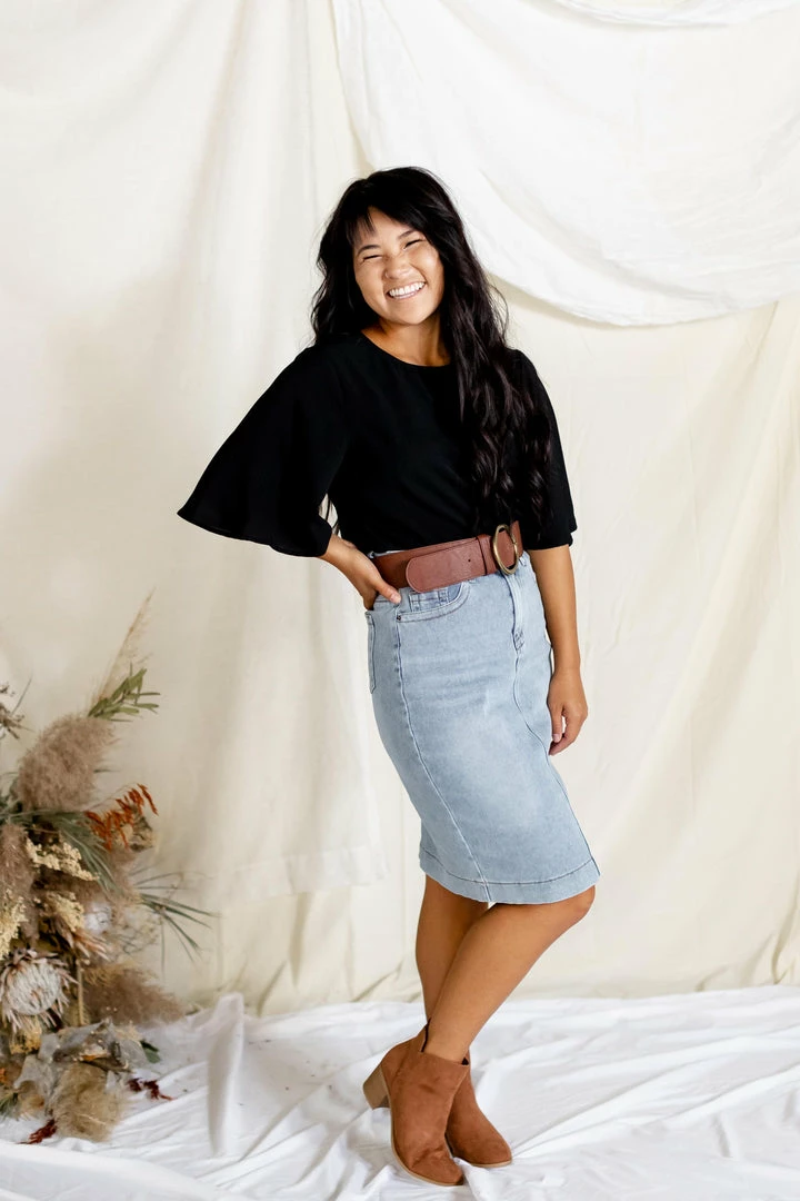 The Main Street Exchange 'Leah' Denim Skirt In Light Wash 13 The Main Street Exchange 'Leah' Denim Skirt In Light Wash