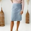 The Main Street Exchange 'Sara' Classic Knee Length Skirt In Vintage Wash FINAL SALE