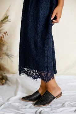 The Main Street Exchange 'Odessa' Lace Midi Dress In Navy