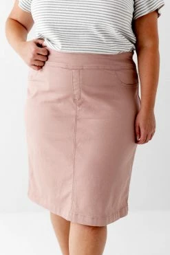 The Main Street Exchange 'Sara' Classic Knee Length Denim In Dusty Rose Exclusive Designs