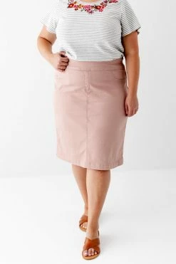 The Main Street Exchange 'Sara' Classic Knee Length Denim In Dusty Rose Exclusive Designs