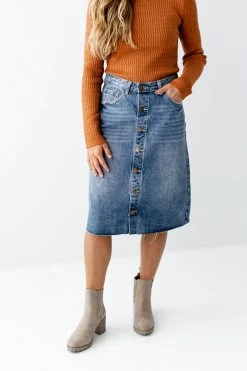 The Main Street Exchange 'Hilda' Denim Skirt In Medium Vintage Wash