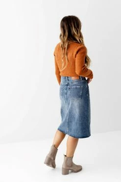 The Main Street Exchange 'Hilda' Denim Skirt In Medium Vintage Wash