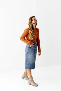 The Main Street Exchange 'Hilda' Denim Skirt In Medium Vintage Wash