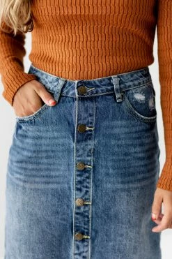 The Main Street Exchange 'Hilda' Denim Skirt In Medium Vintage Wash