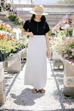 The Main Street Exchange 'Caroline' Long Knit Denim Skirt Exclusive Designs