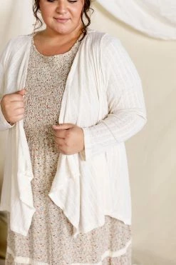 Blu Pepper Tops/Cardigans PLUS 'Dani' Crochet Back Light Cardigan In Natural FINAL SALE