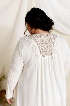 Blu Pepper Tops/Cardigans PLUS 'Dani' Crochet Back Light Cardigan In Natural FINAL SALE