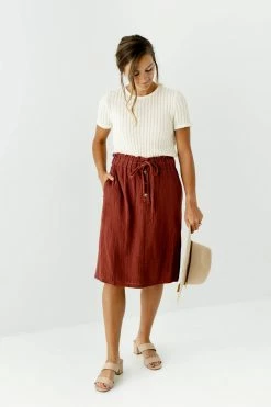 Tea N Rose Skirts 'Paisley' Paper Bag Waist Skirt In Copper