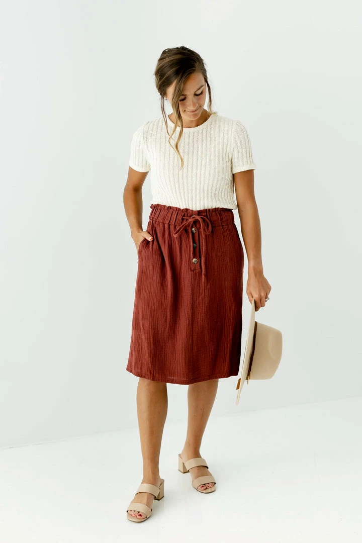 Tea N Rose Skirts 'Paisley' Paper Bag Waist Skirt In Copper 1 Tea N Rose Skirts 'Paisley' Paper Bag Waist Skirt In Copper