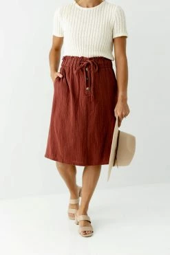 Tea N Rose Skirts 'Paisley' Paper Bag Waist Skirt In Copper