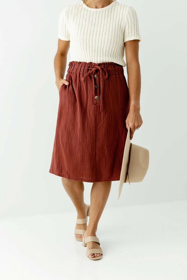 Tea N Rose Skirts 'Paisley' Paper Bag Waist Skirt In Copper 2 Tea N Rose Skirts 'Paisley' Paper Bag Waist Skirt In Copper