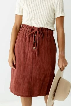 Tea N Rose Skirts 'Paisley' Paper Bag Waist Skirt In Copper 7 Tea N Rose Skirts 'Paisley' Paper Bag Waist Skirt In Copper