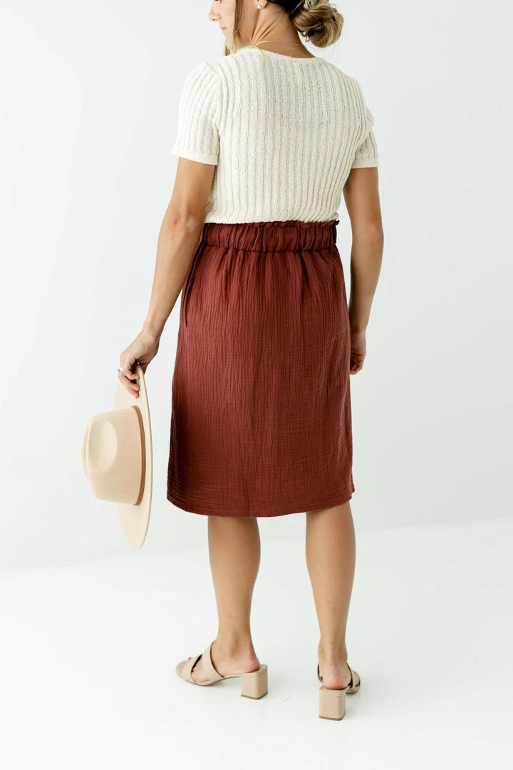 Tea N Rose Skirts 'Paisley' Paper Bag Waist Skirt In Copper 5 Tea N Rose Skirts 'Paisley' Paper Bag Waist Skirt In Copper