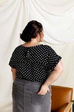 Hailey & Co PLUS 'Maureen' Polka Dot Print Flutter Sleeve Top (2 Colors) FINAL SALE Tops/Cardigans