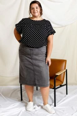 Hailey & Co PLUS 'Maureen' Polka Dot Print Flutter Sleeve Top (2 Colors) FINAL SALE Tops/Cardigans