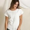 The Main Street Exchange 'Emma' Linen Top In Light Cream Exclusive Designs