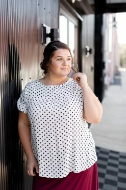 Hailey & Co PLUS 'Maureen' Polka Dot Print Flutter Sleeve Top (2 Colors) FINAL SALE Tops/Cardigans