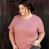 Hayden Plus Plus 'Molly' Ribbed Top In Rose FINAL SALE Tops/Cardigans