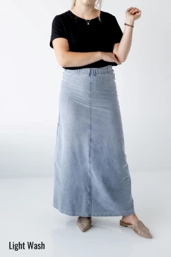 The Main Street Exchange 'Caroline' Long Knit Denim Skirt Exclusive Designs