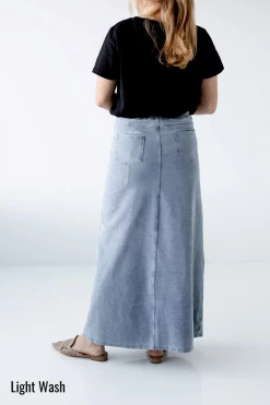 The Main Street Exchange 'Caroline' Long Knit Denim Skirt Exclusive Designs