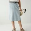 The Main Street Exchange 'Ava' Girl Knit Denim Skirt In Light Wash FINAL SALE