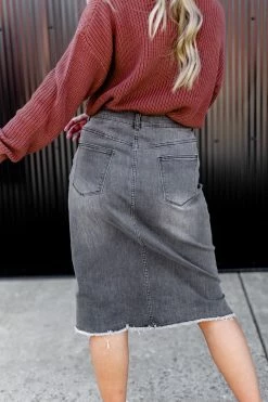 The Main Street Exchange 'Eden' Denim Knee Length Skirt