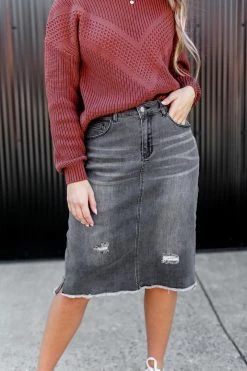 The Main Street Exchange 'Eden' Denim Knee Length Skirt