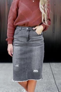 The Main Street Exchange 'Eden' Denim Knee Length Skirt